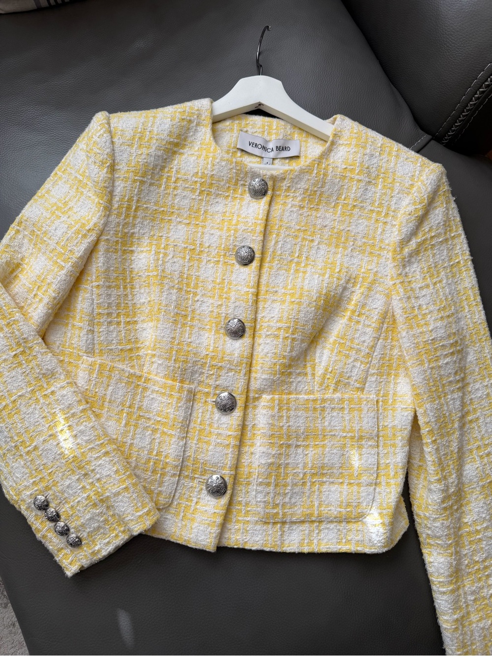 Veronica Beard Nathan Check Cotton Blend Tweed Jacket